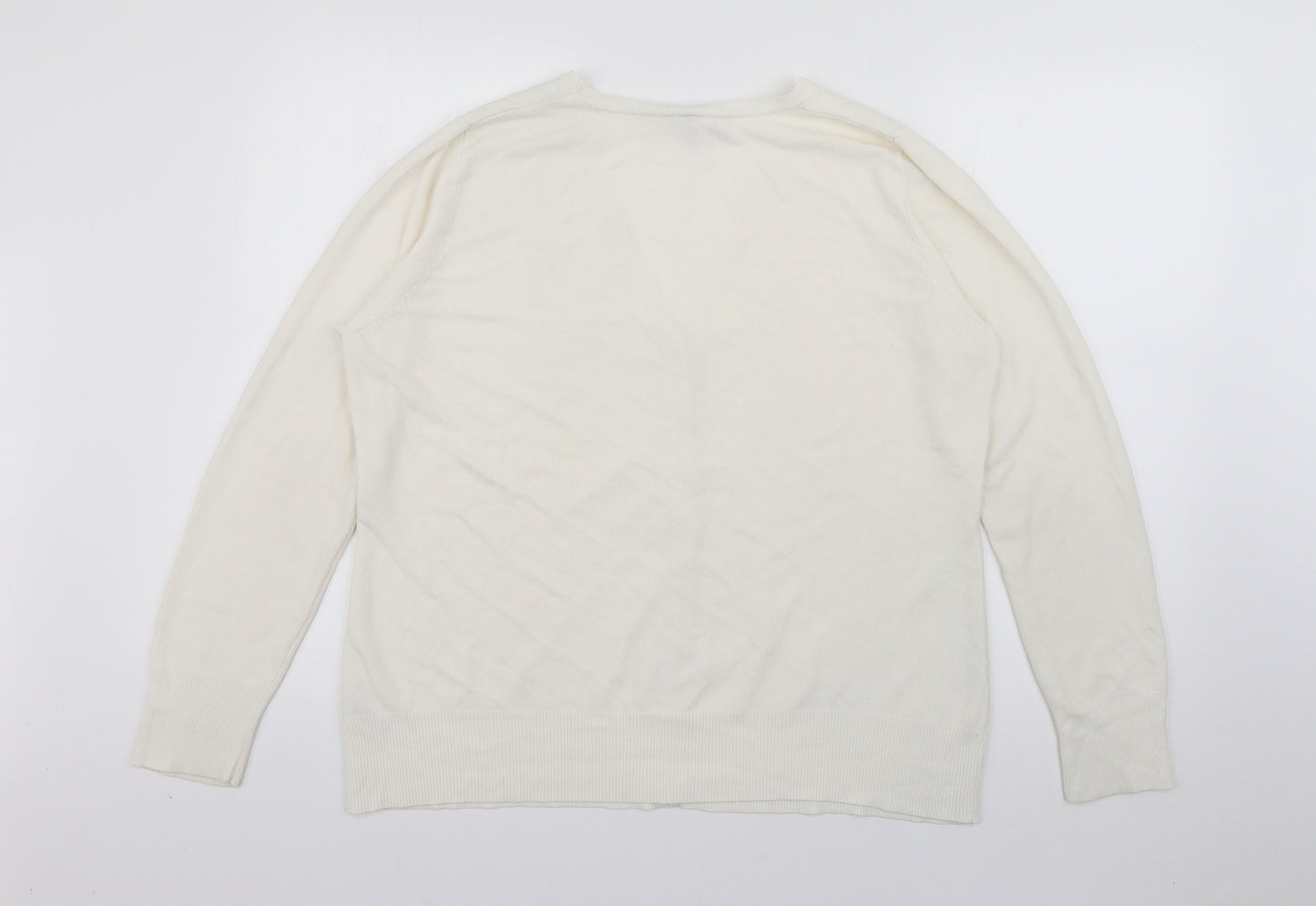 British Home Stores  Womens Ivory V-Neck  Acrylic Cardigan Jumper Size 18