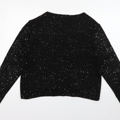 Knitwear Originals Womens Black V-Neck  Acrylic Cape Jumper Size L