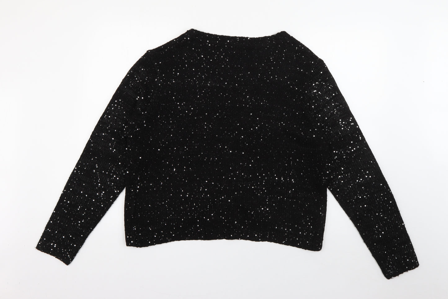 Knitwear Originals Womens Black V-Neck  Acrylic Cape Jumper Size L