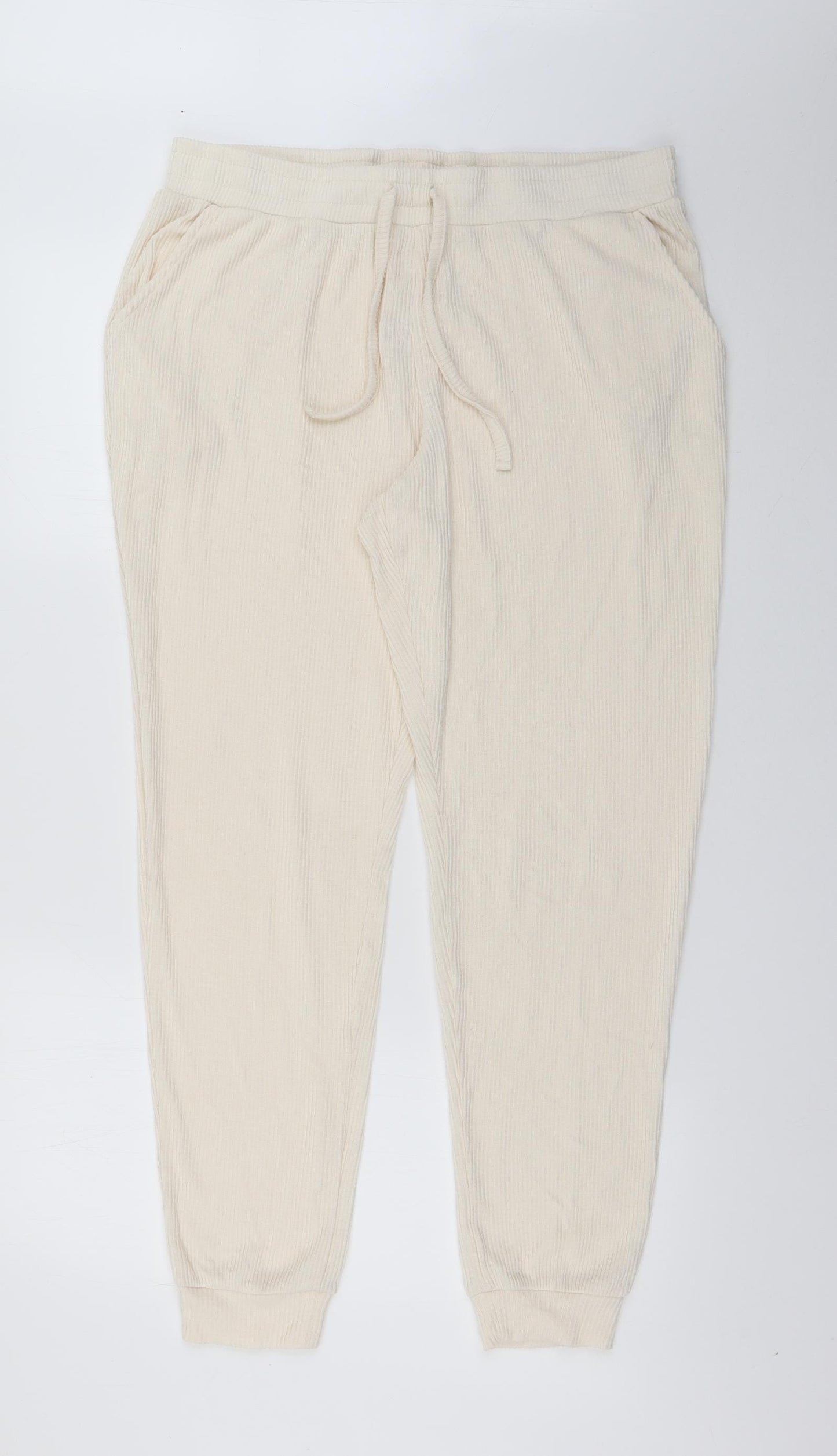 TU Womens Ivory  Polyester Jogger Trousers Size 14 L28 in Regular