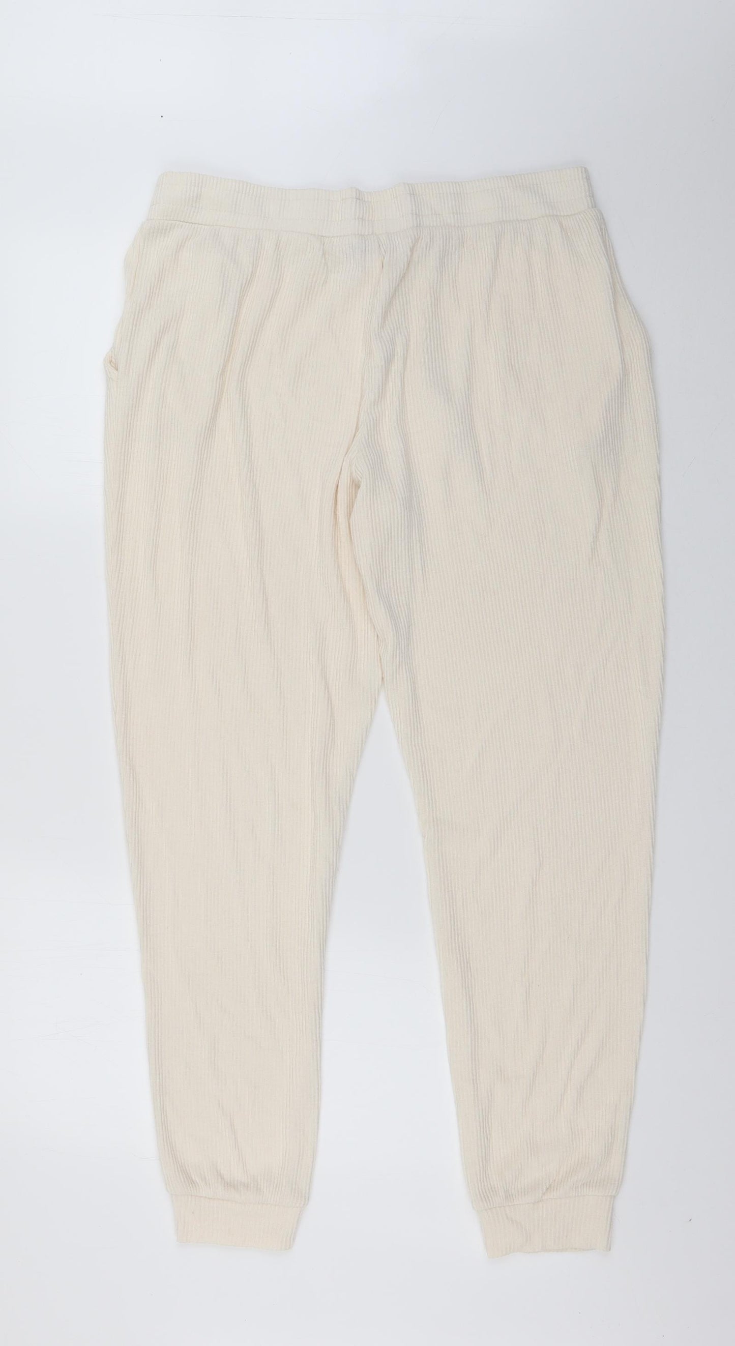 TU Womens Ivory  Polyester Jogger Trousers Size 14 L28 in Regular