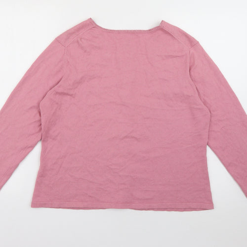 Monsoon Womens Pink Round Neck  Cotton Cardigan Jumper Size 18   - Diamond