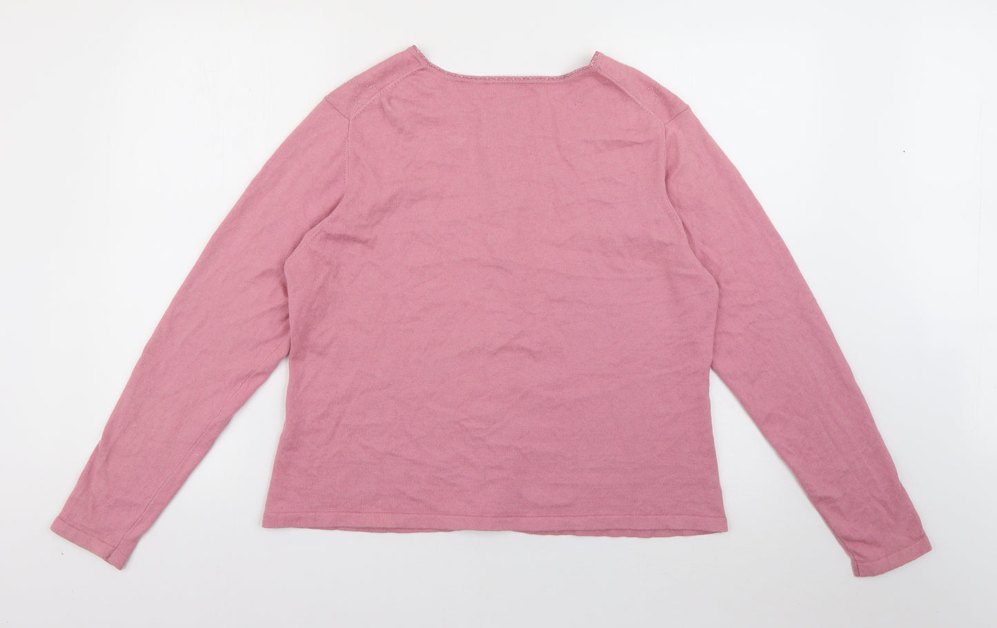 Monsoon Womens Pink Round Neck  Cotton Cardigan Jumper Size 18   - Diamond