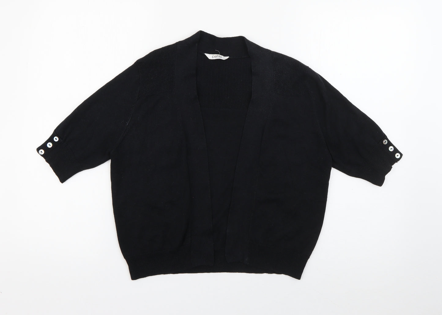 petite Womens Black V-Neck  Viscose Cardigan Jumper Size 14