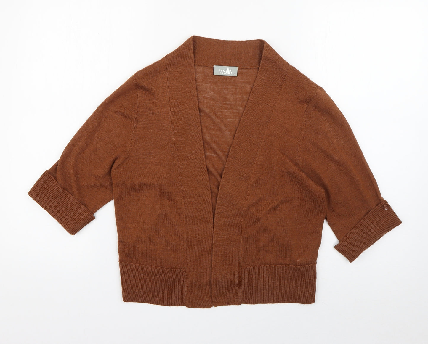 Wallis Womens Brown V-Neck  Acrylic Cardigan Jumper Size M