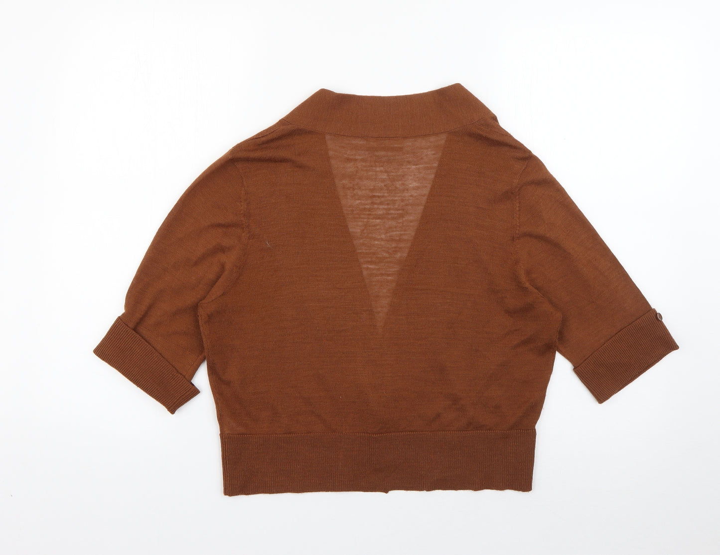 Wallis Womens Brown V-Neck  Acrylic Cardigan Jumper Size M