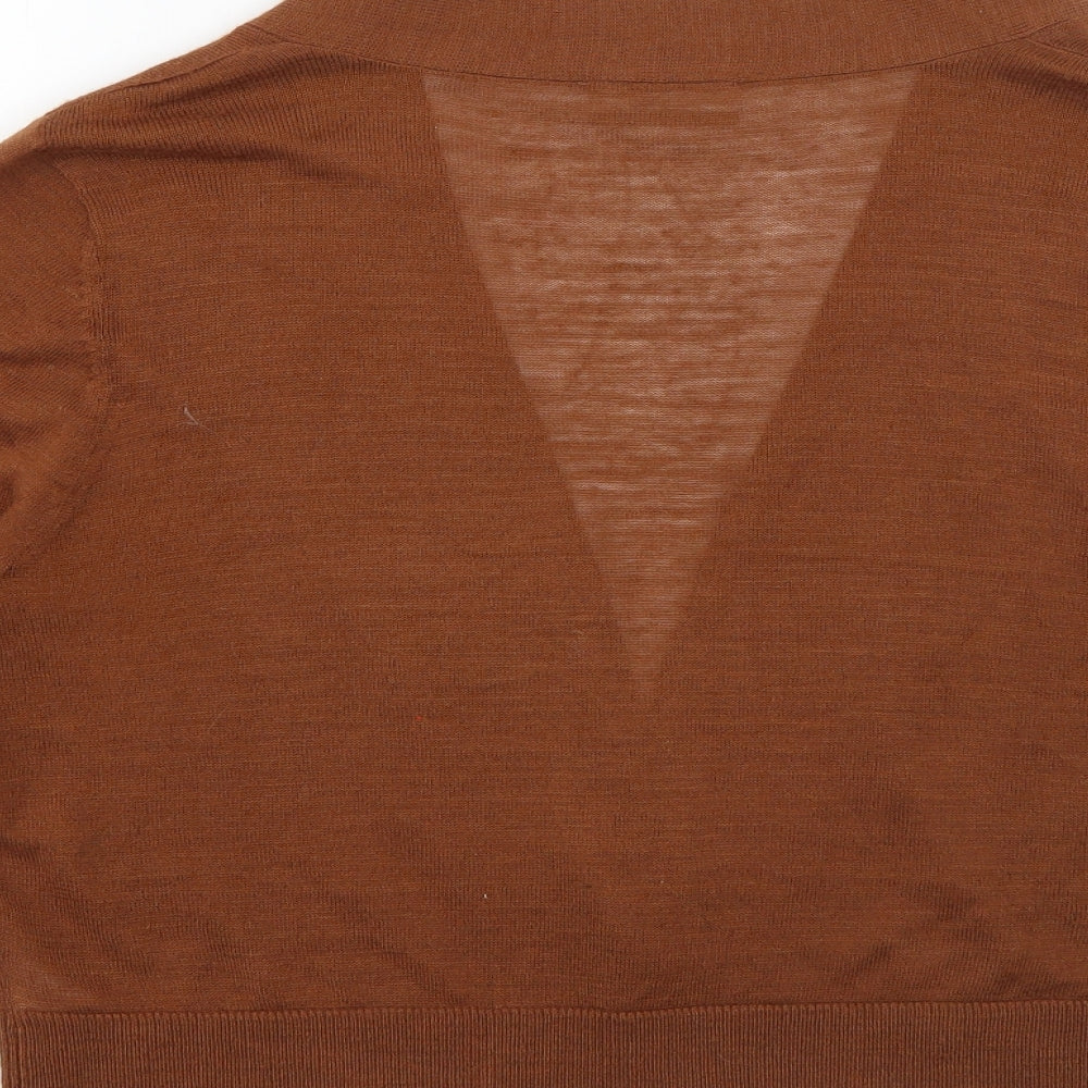 Wallis Womens Brown V-Neck  Acrylic Cardigan Jumper Size M