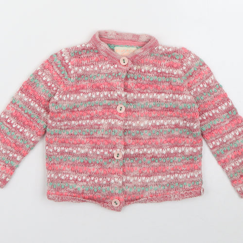 Wear with Love Girls Pink Crew Neck  Acrylic Cardigan Jumper Size 2-3 Years