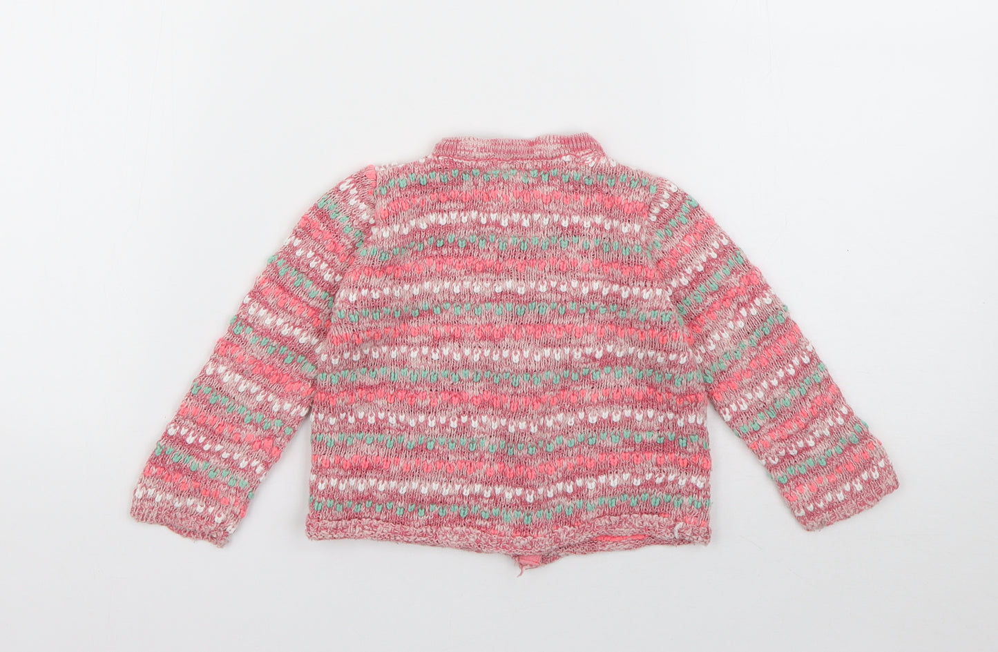Wear with Love Girls Pink Crew Neck  Acrylic Cardigan Jumper Size 2-3 Years