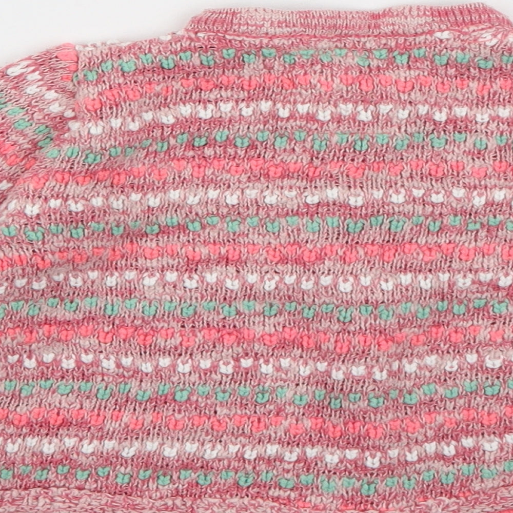 Wear with Love Girls Pink Crew Neck  Acrylic Cardigan Jumper Size 2-3 Years
