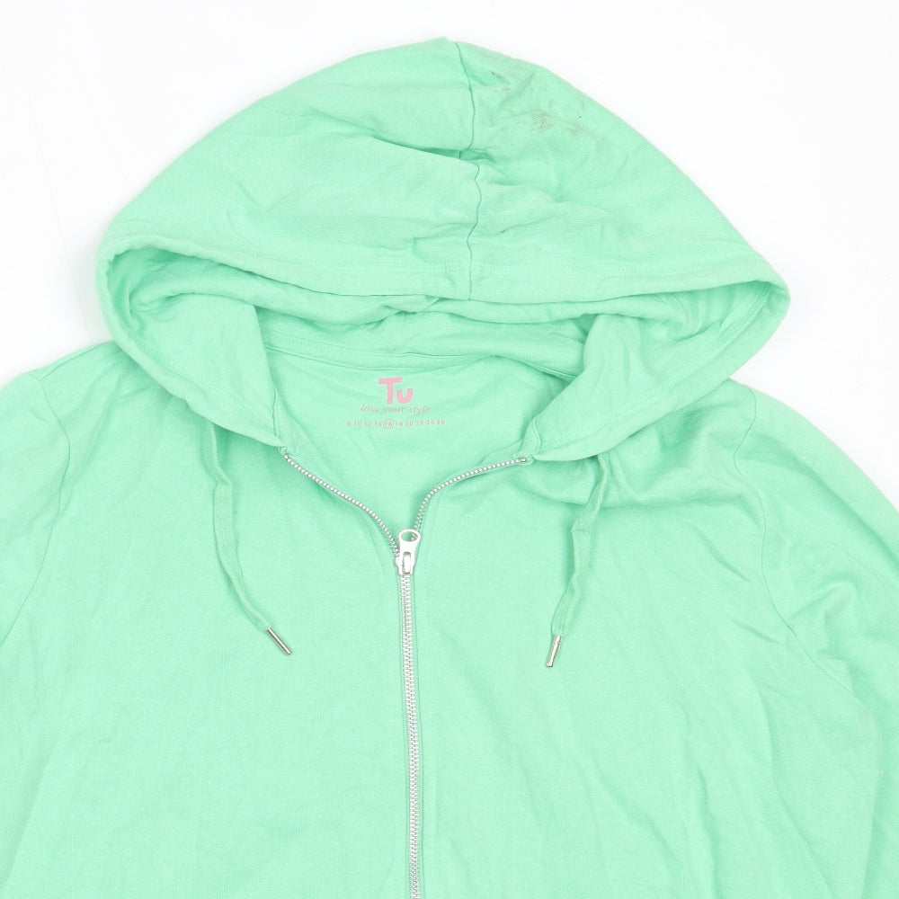 TU Womens Green  Cotton Full Zip Hoodie Size 16  Zip