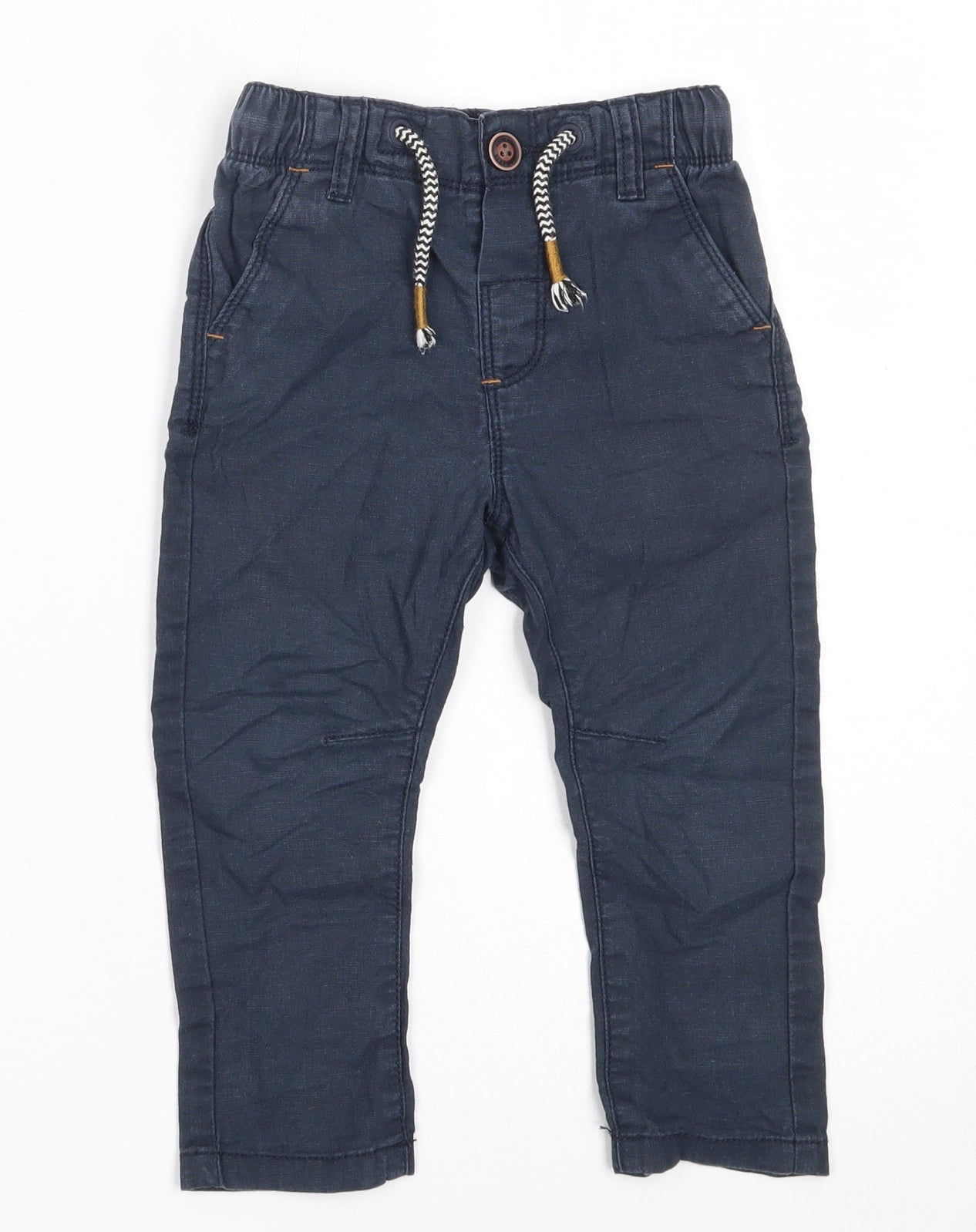 NEXT Boys Blue  Linen Capri Trousers Size 12-18 Months