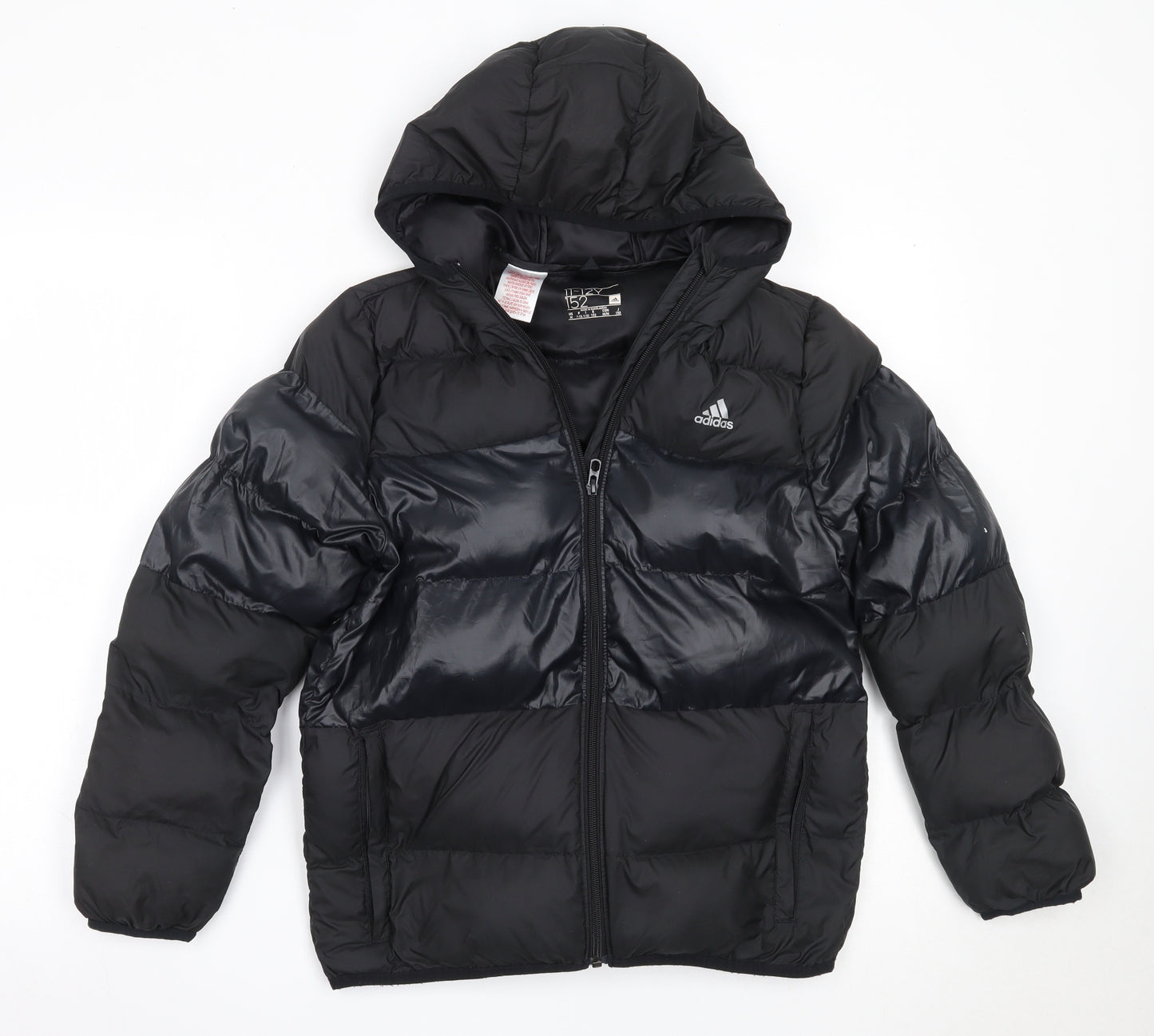 adidas Boys Black   Puffer Jacket Coat Size 11-12 Years  Zip