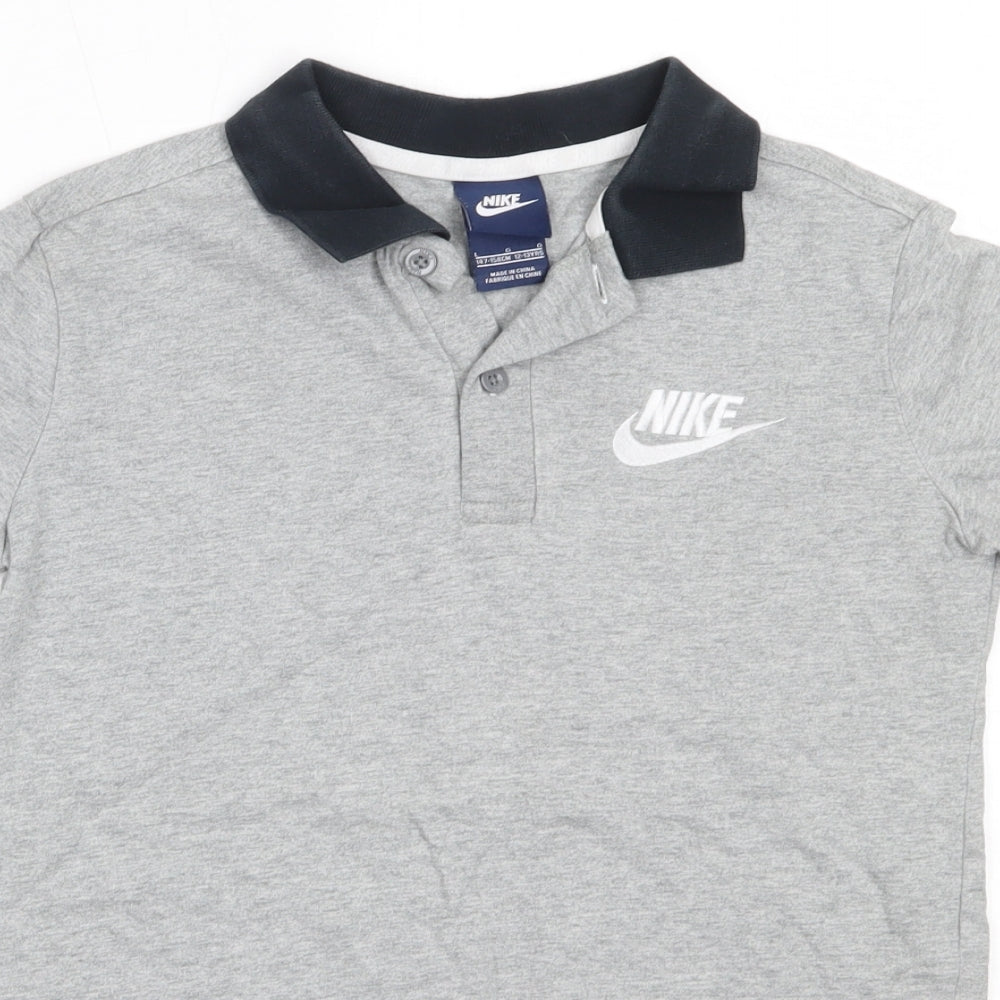 Nike Boys Grey  Cotton Basic Polo Size 12-13 Years Collared
