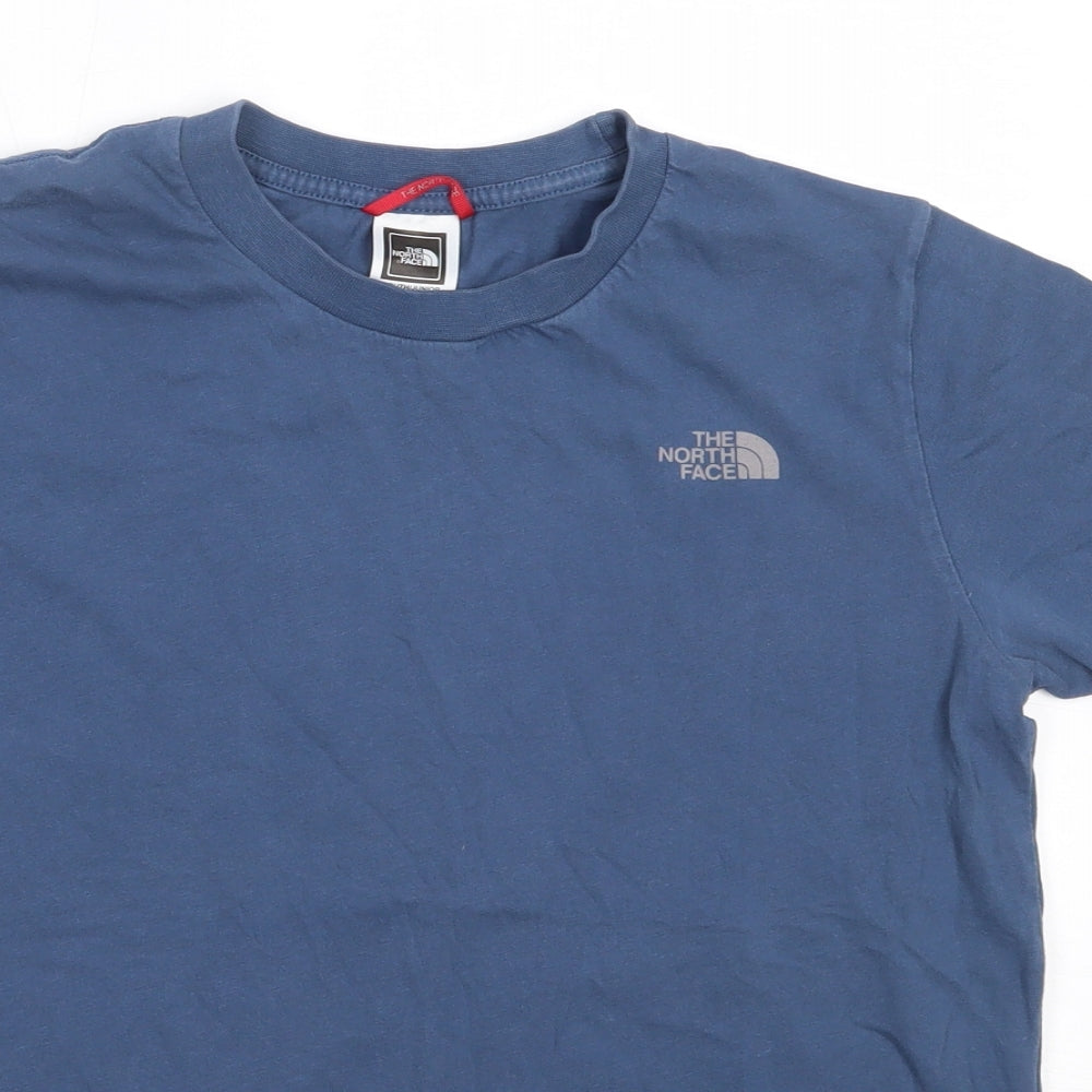 The North Face Boys Blue  Cotton Basic T-Shirt Size L Round Neck