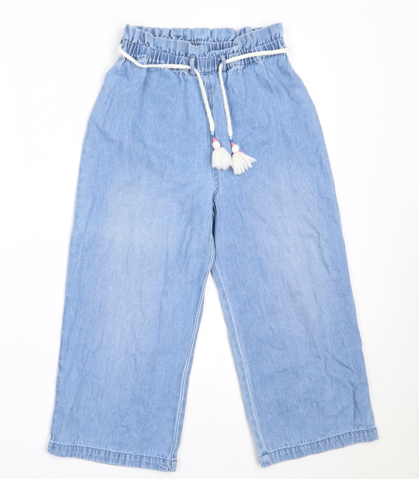 Marks and Spencer Girls Blue  Cotton Straight Jeans Size 9-10 Years  Regular
