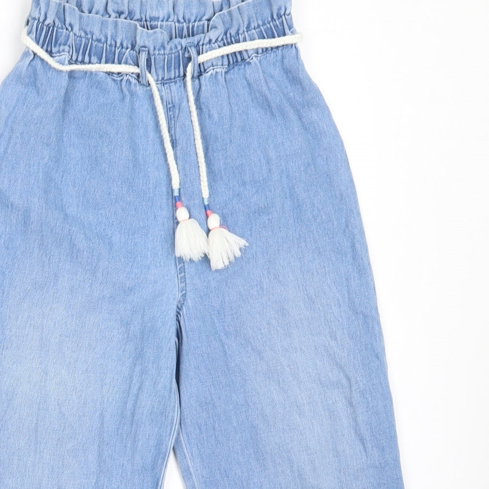 Marks and Spencer Girls Blue  Cotton Straight Jeans Size 9-10 Years  Regular