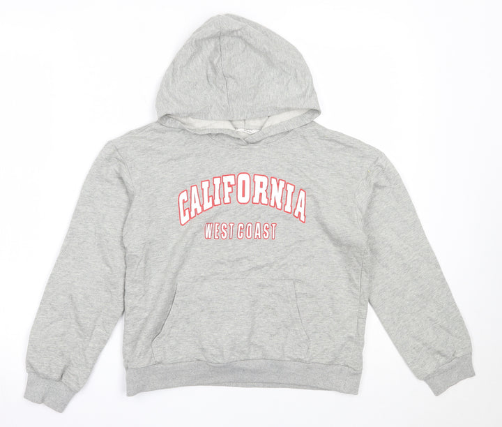 SheIn Girls Grey  Cotton Pullover Hoodie Size 10 Years