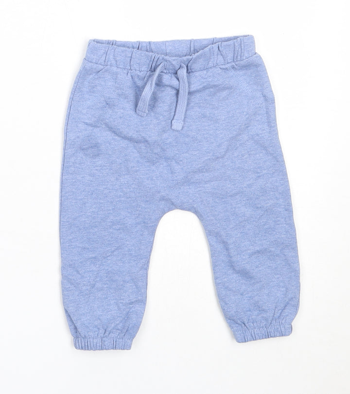 TU Boys Blue Cotton Jogger Trousers Size 6-9 Months