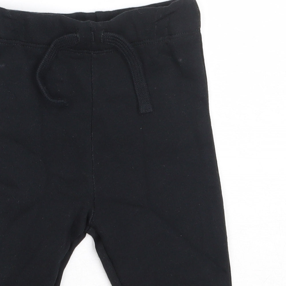F&F Boys Black  Cotton Jogger Trousers Size 6-9 Months