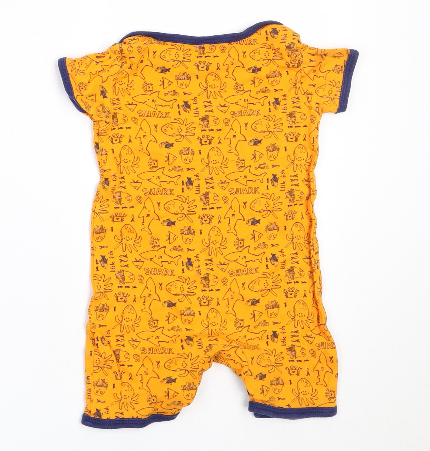 Mini Club Boys Orange  Cotton Babygrow One-Piece Size 6-9 Months   - shark