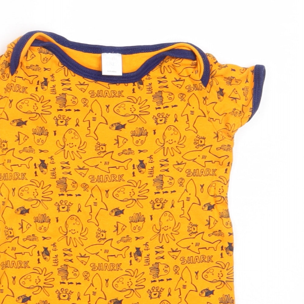 Mini Club Boys Orange  Cotton Babygrow One-Piece Size 6-9 Months   - shark