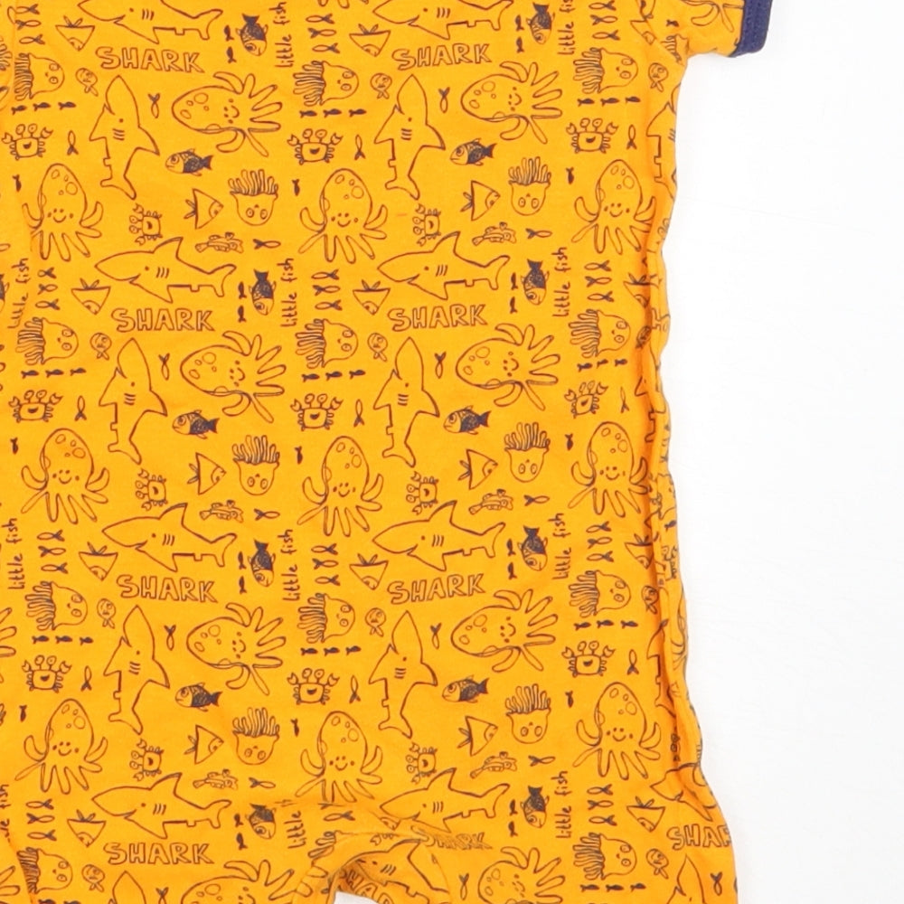 Mini Club Boys Orange  Cotton Babygrow One-Piece Size 6-9 Months   - shark