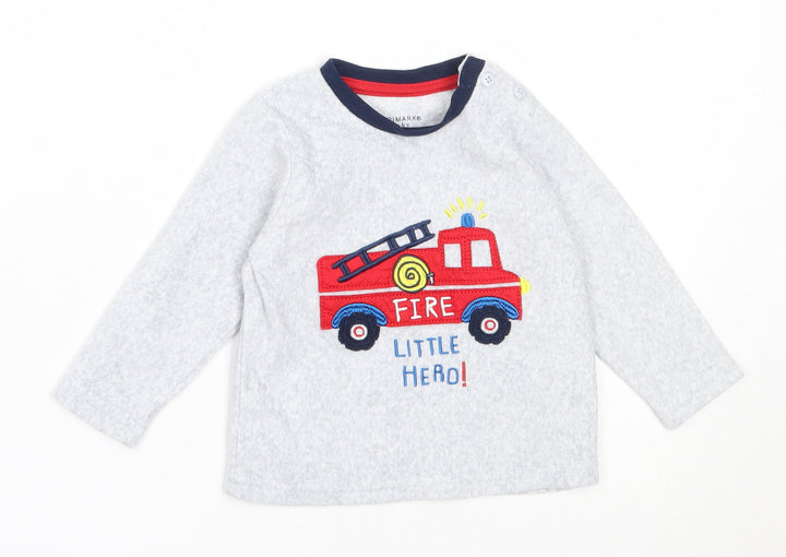 Primark Boys Grey Solid Polyester Cami Pyjama Top Size 6-9 Months   - fire engine