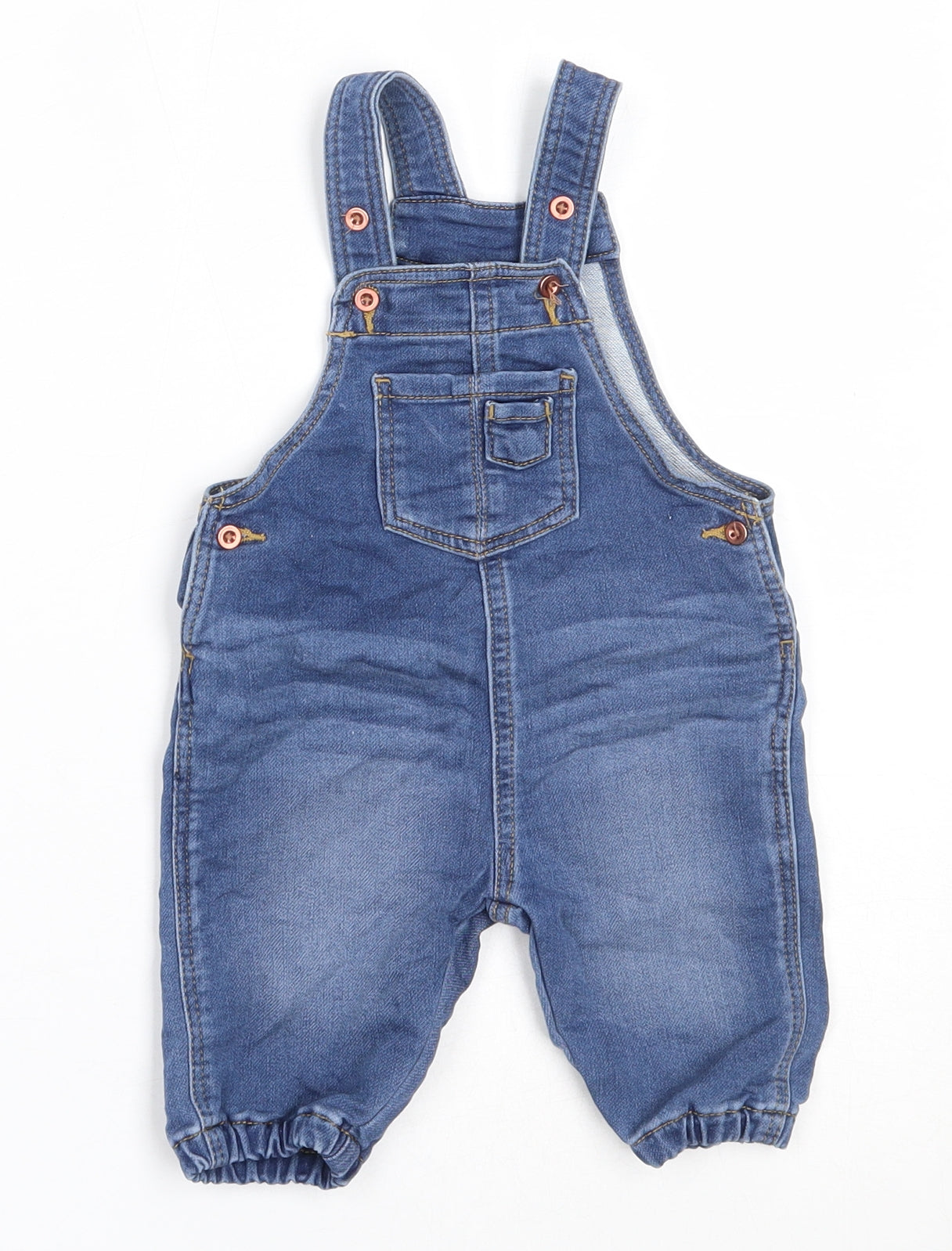 Lindex Boys Blue  Cotton Dungaree One-Piece Size 0-3 Months
