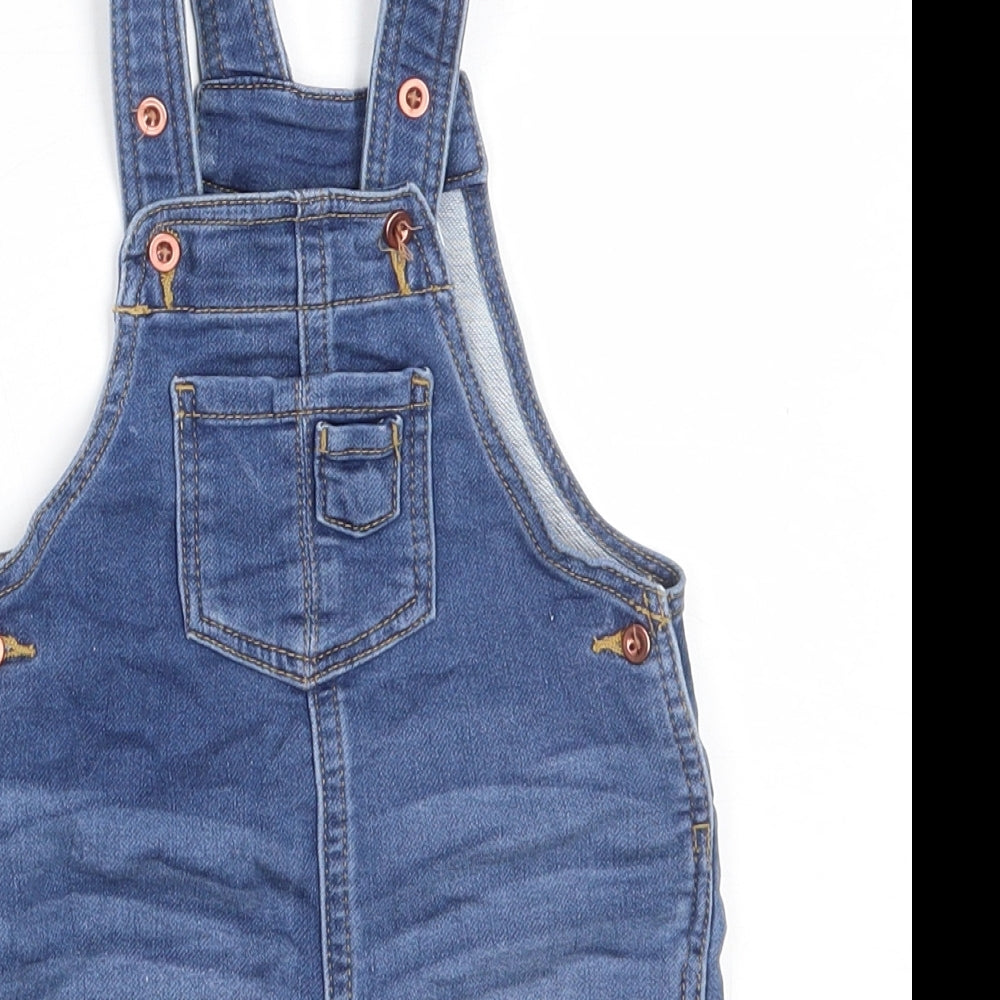 Lindex Boys Blue  Cotton Dungaree One-Piece Size 0-3 Months