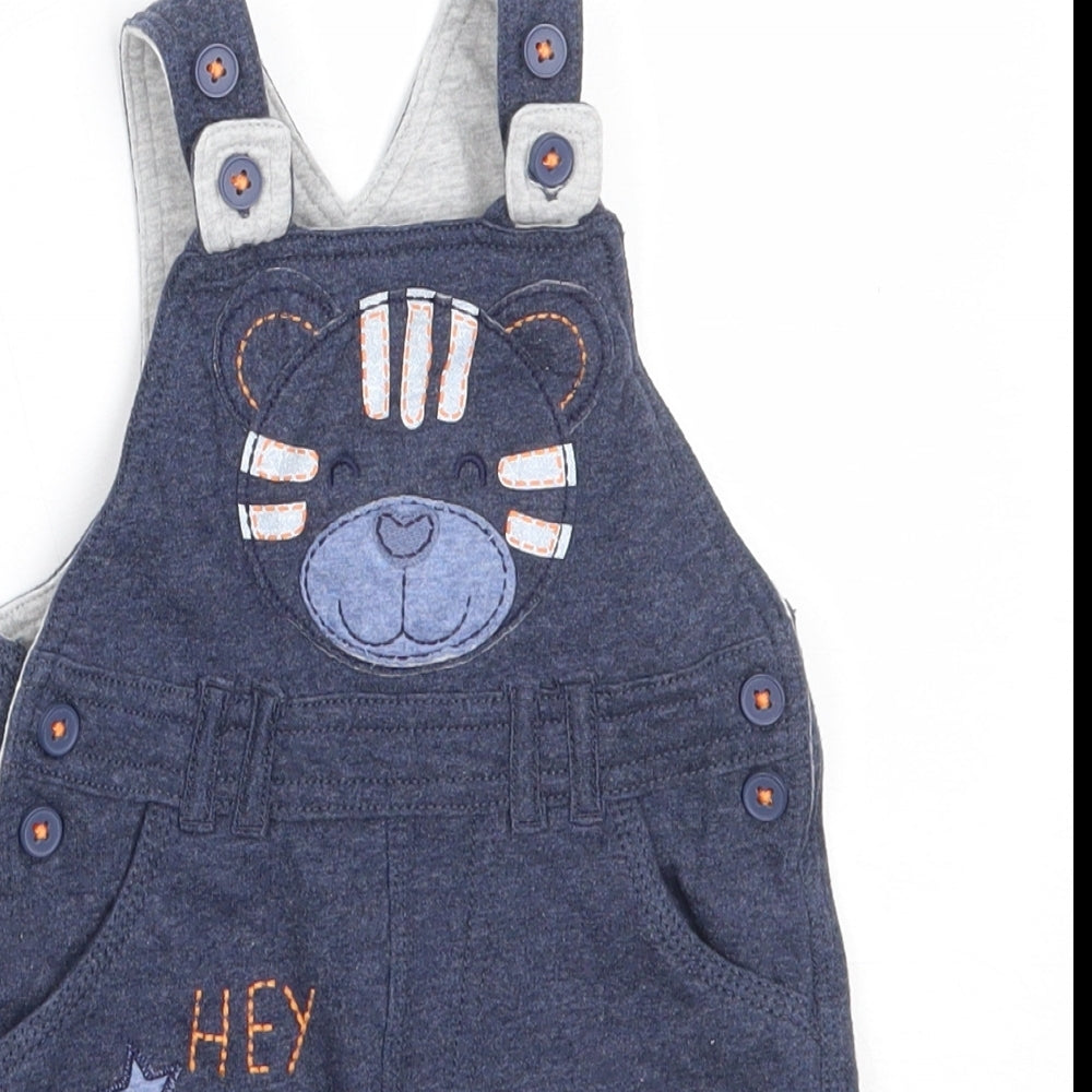 George Boys Blue  Cotton Dungaree One-Piece Size 6-9 Months