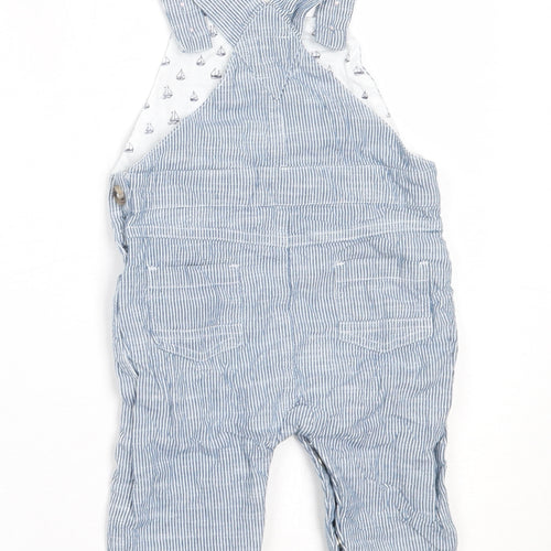 Jasper Conran Boys Blue Striped Cotton Dungaree One-Piece Size 6-9 Months