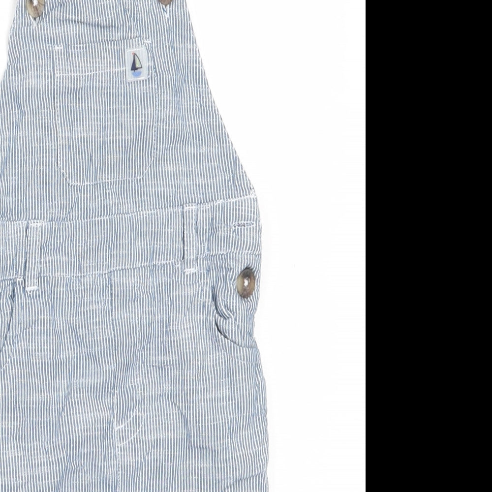 Jasper Conran Boys Blue Striped Cotton Dungaree One-Piece Size 6-9 Months