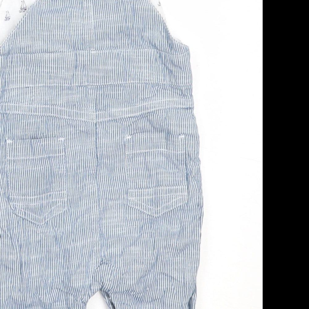 Jasper Conran Boys Blue Striped Cotton Dungaree One-Piece Size 6-9 Months