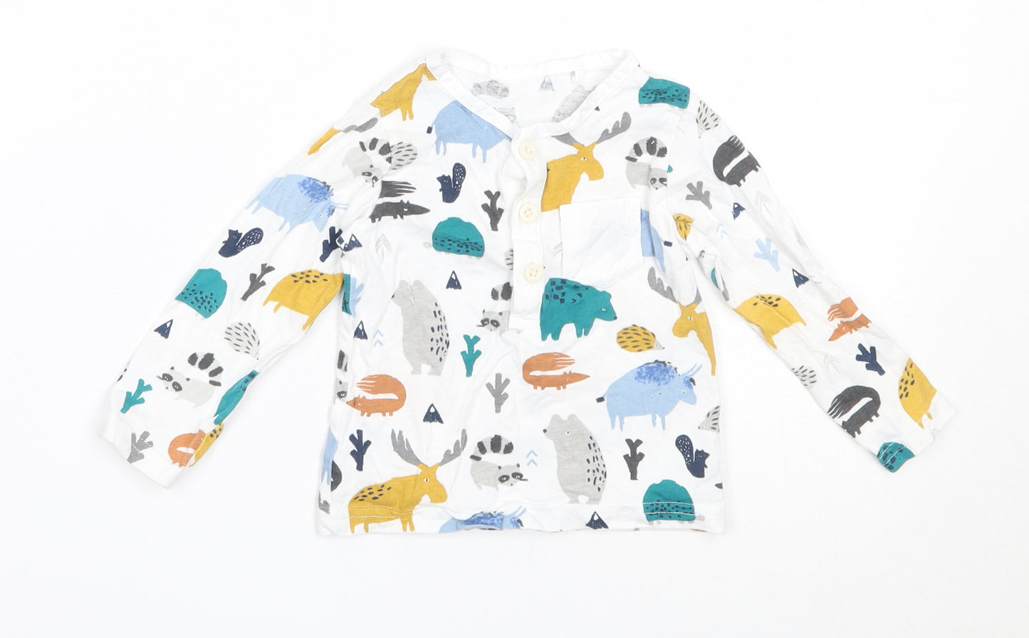 TU Boys White  Cotton Basic T-Shirt Size 6-9 Months Round Neck