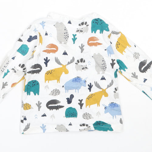 TU Boys White  Cotton Basic T-Shirt Size 6-9 Months Round Neck
