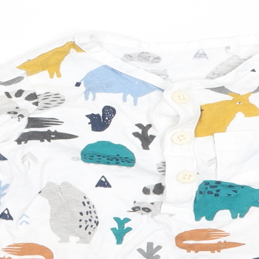 TU Boys White  Cotton Basic T-Shirt Size 6-9 Months Round Neck
