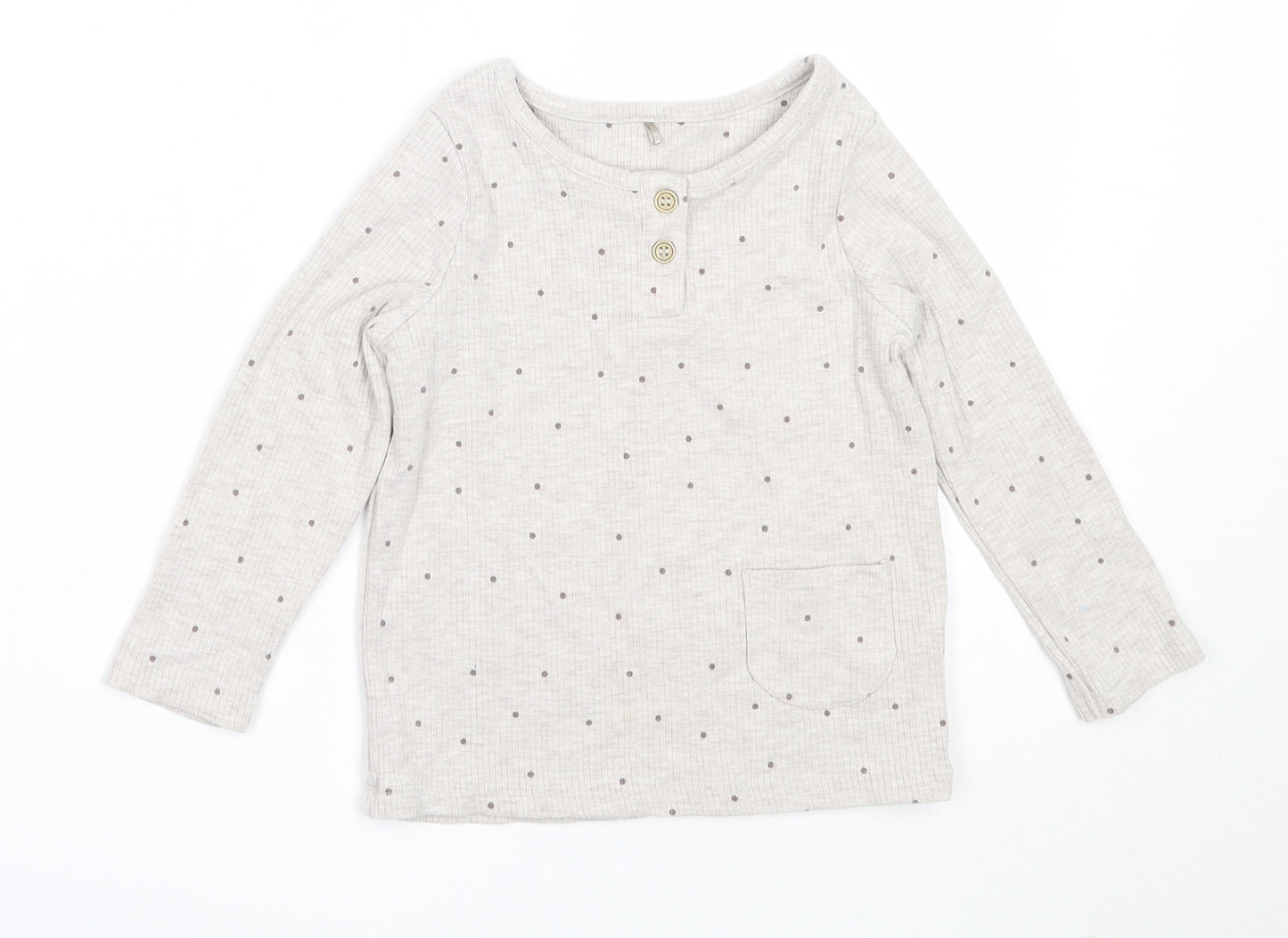 George Girls Grey Polka Dot Polyester Basic T-Shirt Size 2-3 Years Round Neck