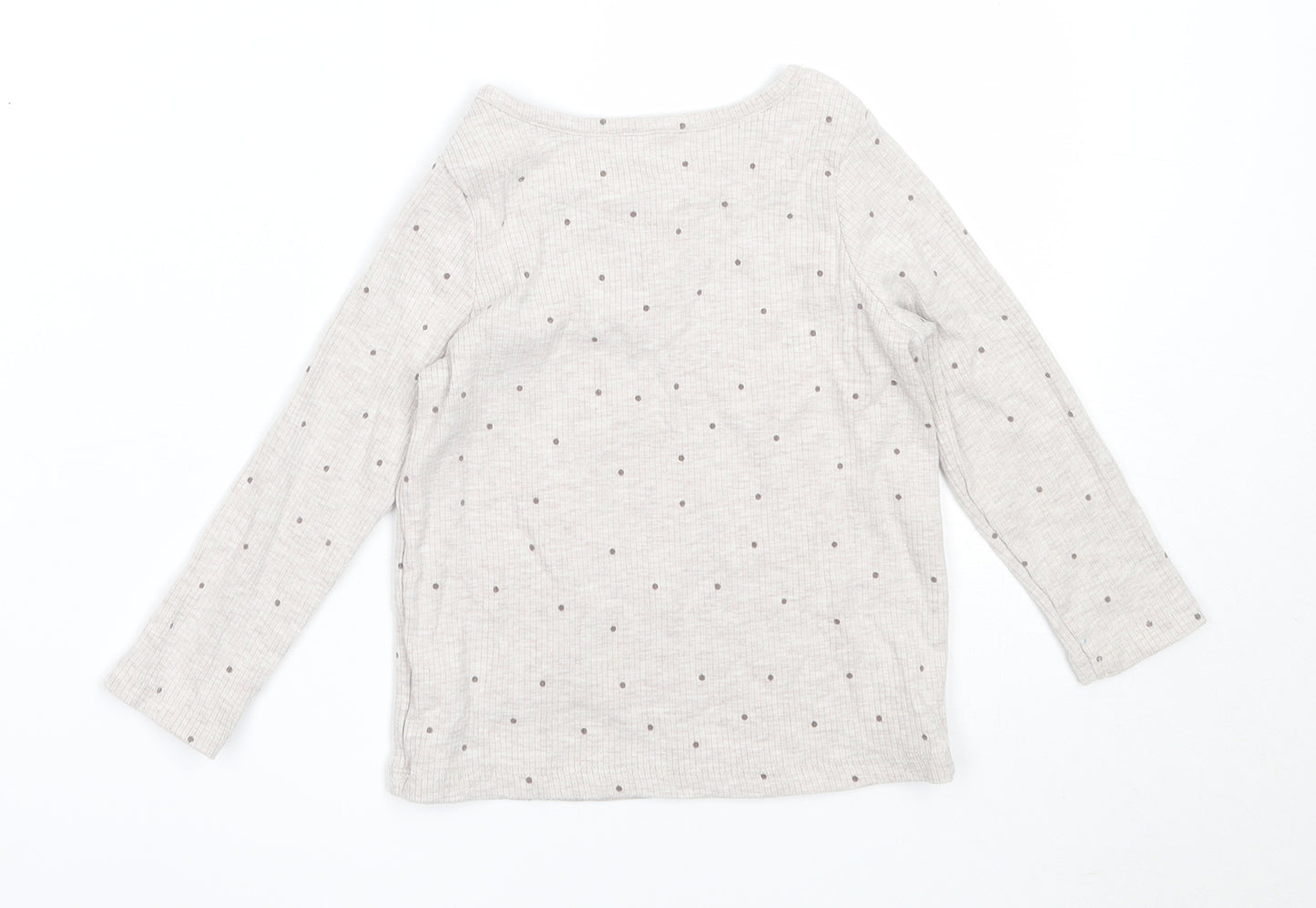 George Girls Grey Polka Dot Polyester Basic T-Shirt Size 2-3 Years Round Neck