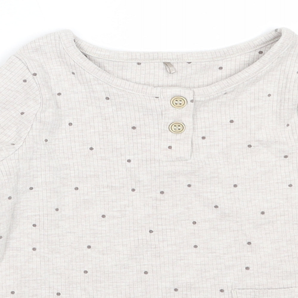 George Girls Grey Polka Dot Polyester Basic T-Shirt Size 2-3 Years Round Neck