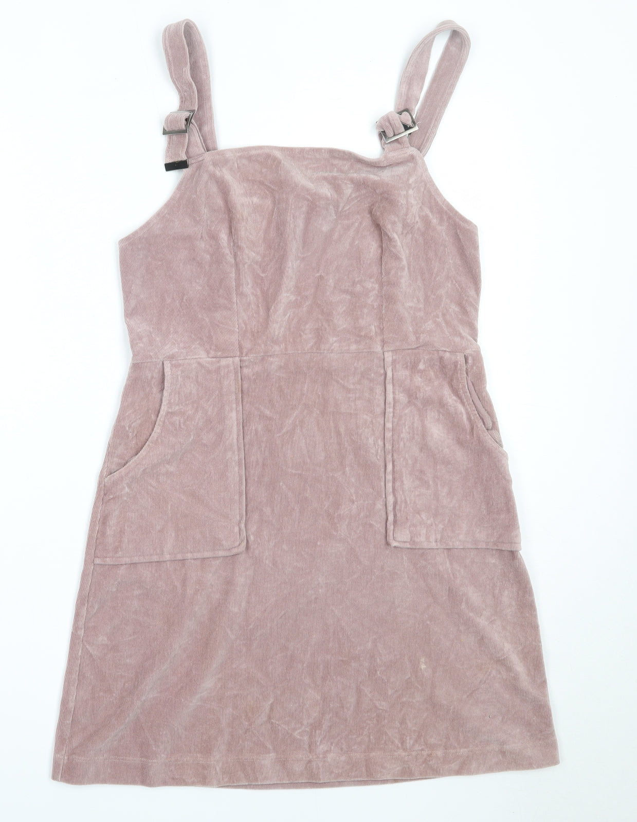 Topshop Womens Pink  Cotton Pinafore/Dungaree Dress  Size 12  Square Neck