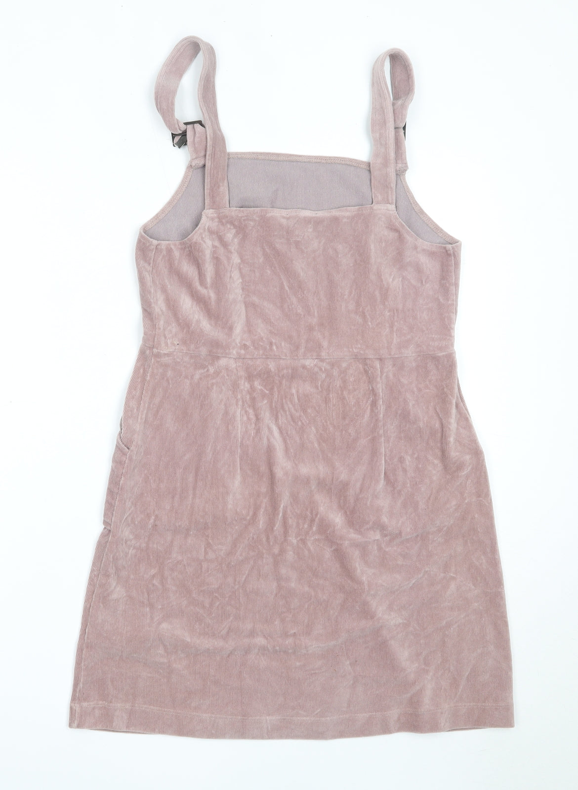 Topshop Womens Pink  Cotton Pinafore/Dungaree Dress  Size 12  Square Neck