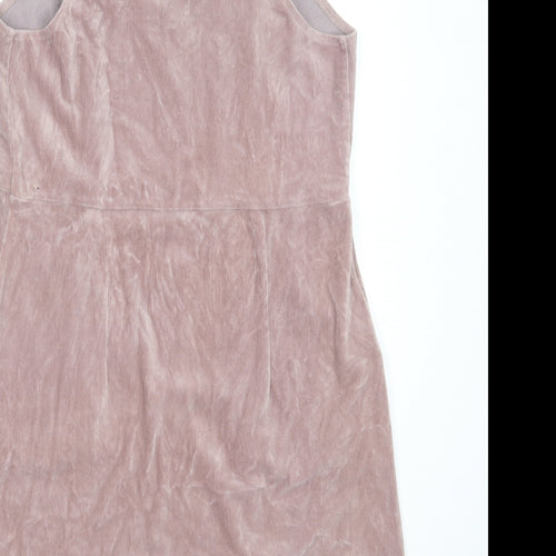 Topshop Womens Pink  Cotton Pinafore/Dungaree Dress  Size 12  Square Neck