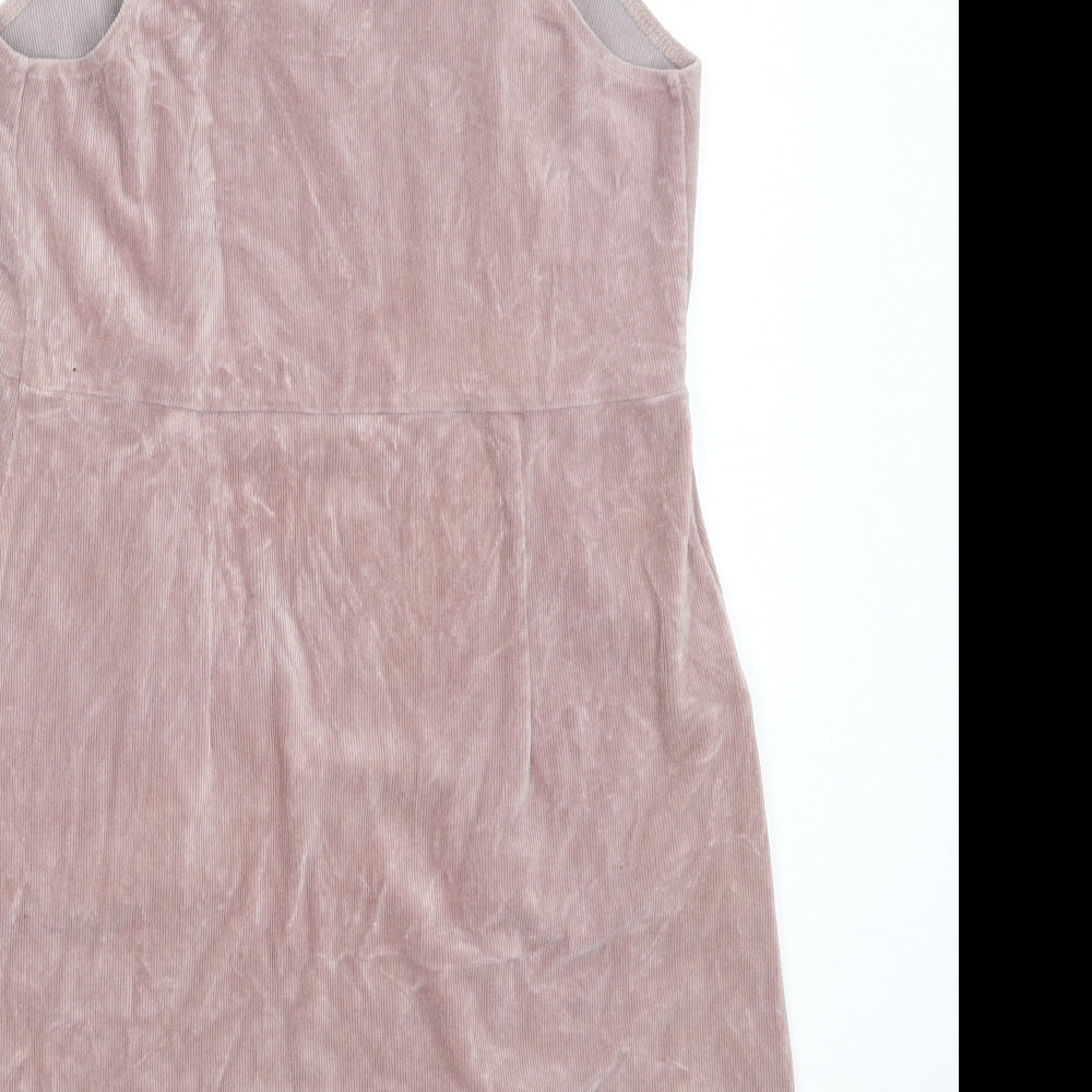 Topshop Womens Pink  Cotton Pinafore/Dungaree Dress  Size 12  Square Neck
