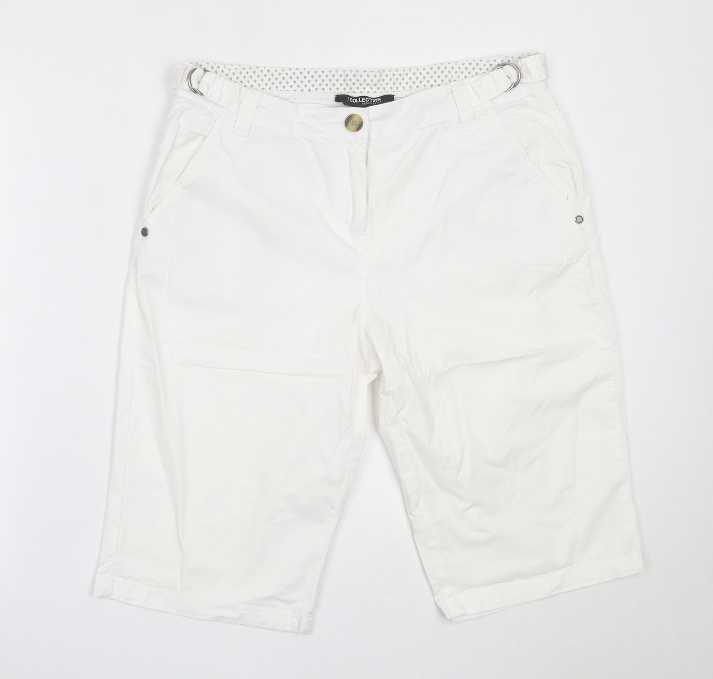 Debenhams Womens White  Cotton Bermuda Shorts Size 14  Regular