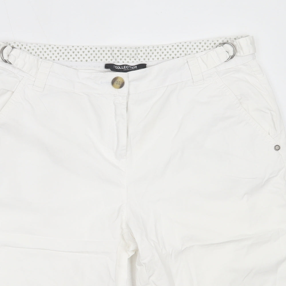 Debenhams Womens White  Cotton Bermuda Shorts Size 14  Regular