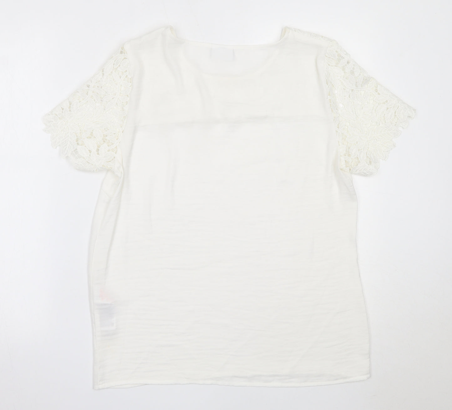 VILA Womens Ivory  Polyester Basic Blouse Size M Round Neck