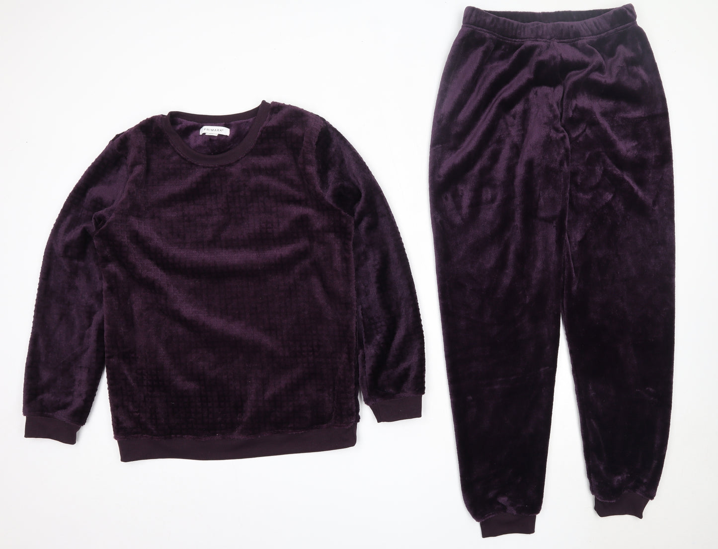 Primark Womens Purple Solid Polyester Top Pyjama Set Size S