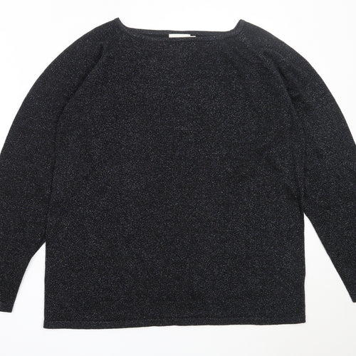 Bonmarché Womens Black Round Neck  Viscose Pullover Jumper Size L