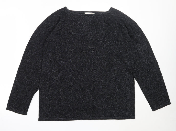 Bonmarché Womens Black Round Neck  Viscose Pullover Jumper Size L